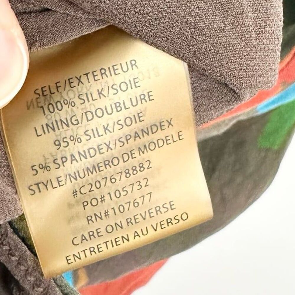 Alice + Olivia Multicolor Short Dress Size XS/S 100% Silk Brown Artsy Geometric - Picture 8 of 9